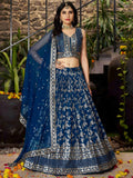 Tulsi Art Sweet Dove Blue Zari Embroidered Designer Lehenga Choli | Grocsy
