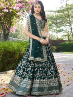 Tulsi Art Feminine Green Sequins Mehendi Wear Lehenga Choli | Grocsy