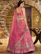 Tulsi Art Striking Peach Silk Reception Wear Lehenga Choli With Dupatta | Grocsy