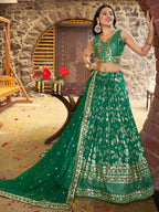 Tulsi Art Rich Rama Green Zari Embroidered Traditional Lehenga Choli | Grocsy