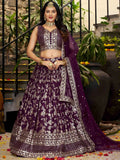 Tulsi Art Attractive Wine Silk Embroidered Bridesmaids Lehenga Choli | Grocsy