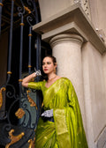 Anaita Parrot Green Silk Tissue Zari Weaving Work Saree With Blouse Piece | Grocsy