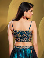Myra Teal Art Silk Embroidered Designer Lehenga | Grocsy