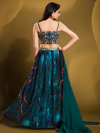 Myra Teal Art Silk Embroidered Designer Lehenga | Grocsy