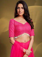 Myra Pink Soft Net Embroidered Designer Lehenga | Grocsy