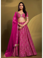 Myra Pink Crepe Embroidered Designer Lehenga | Grocsy