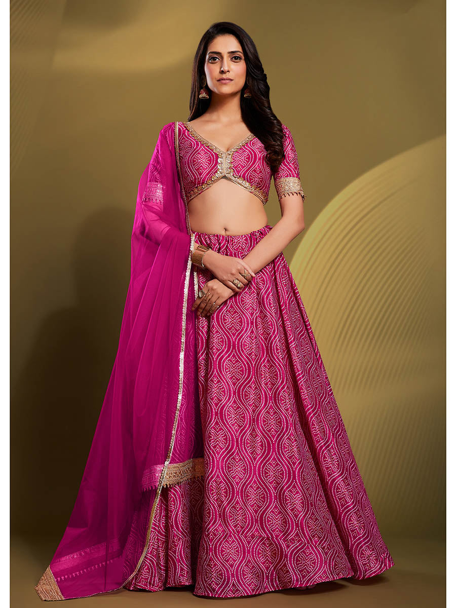 Myra Pink Crepe Embroidered Designer Lehenga | Grocsy