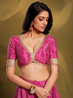 Myra Pink Crepe Embroidered Designer Lehenga | Grocsy