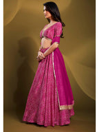 Myra Pink Crepe Embroidered Designer Lehenga | Grocsy