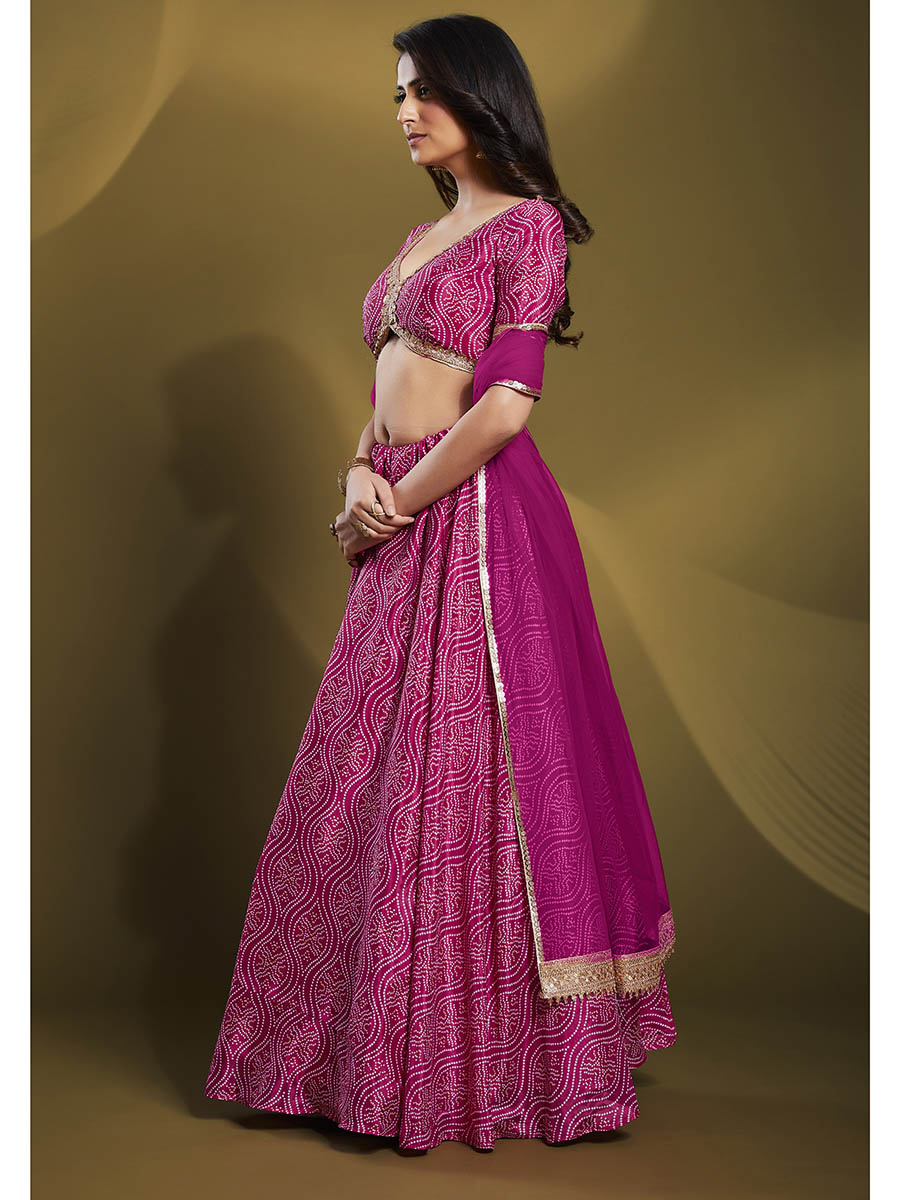 Myra Pink Crepe Embroidered Designer Lehenga | Grocsy