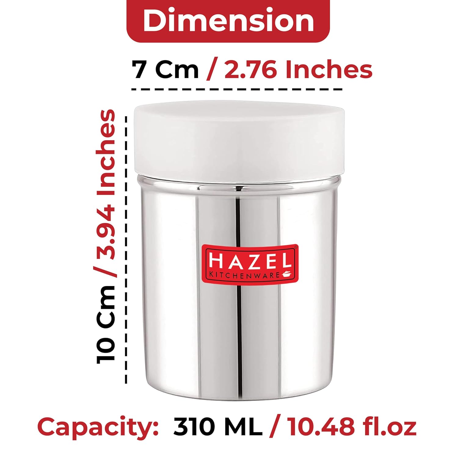 HAZEL Stainless Steel Powder Shaker with ABS Lid | 310 ML | Grocsy