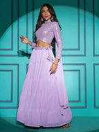 Myra Lovender Georgette Embroidered Designer Lehenga | Grocsy