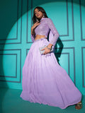 Myra Lovender Georgette Embroidered Designer Lehenga | Grocsy