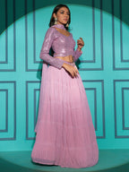 Myra Dusty Pink Georgette Embroidered Designer Lehenga | Grocsy
