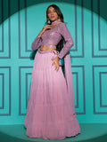 Myra Dusty Pink Georgette Embroidered Designer Lehenga | Grocsy
