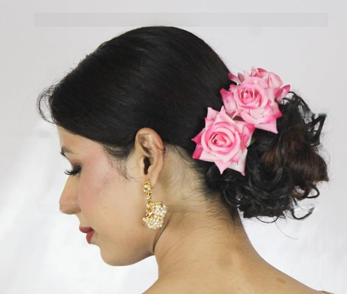Baby Pink Velvet Rose Gajra | Grocsy
