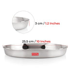 HAZEL Stainless Steel Plates Set|Dinner & Lunch Set of 6, 25.5 cm | Grocsy