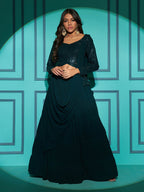Myra Green Georgette Embroidered Designer Lehenga | Grocsy