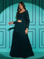Myra Green Georgette Embroidered Designer Lehenga | Grocsy