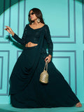 Myra Green Georgette Embroidered Designer Lehenga | Grocsy
