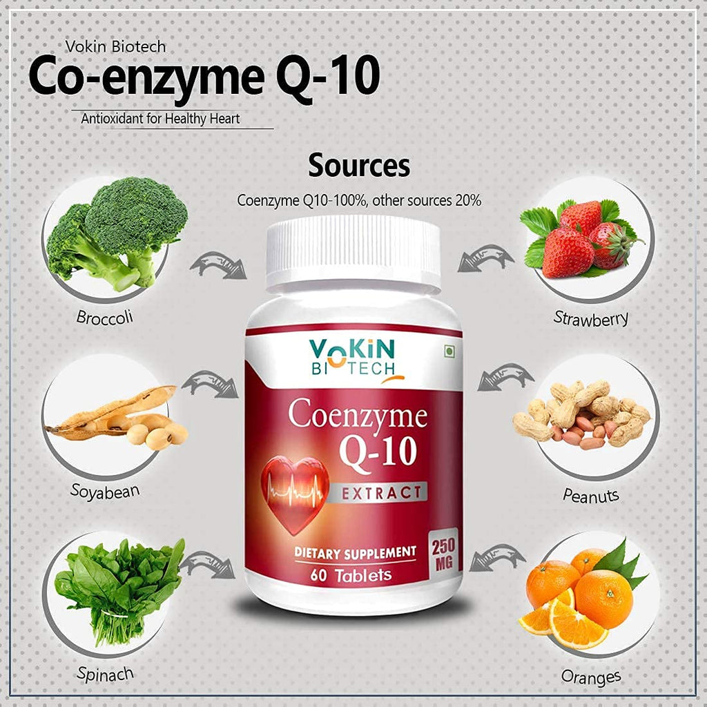 Vokin Biotech Natural Coenzyme Q-10 Rich in Antioxidant, Support Heart Health & Boosts Energy 250 mg | Grocsy
