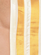 Sethukrishna Men Cream and Gold-Toned Solid Dhoti With Angavastram | Grocsy