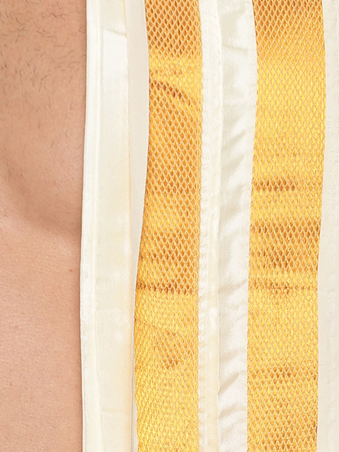 Sethukrishna Men Cream and Gold-Toned Solid Dhoti With Angavastram | Grocsy
