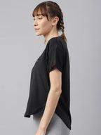 MKH Women Typography Printed Drop-Shoulder Sleeves Dri-FIT Sports T-shirt | Grocsy