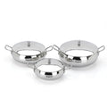 Sumeet Stainless Steel Apple Shape Cook and Serve Handi Set with Lid and Handle|3 Pieces - 650ml, 1150ml & 1700ml | Grocsy