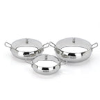 Sumeet Stainless Steel Apple Shape Cook and Serve Handi Set with Lid and Handle|3 Pieces - 650ml, 1150ml & 1700ml | Grocsy