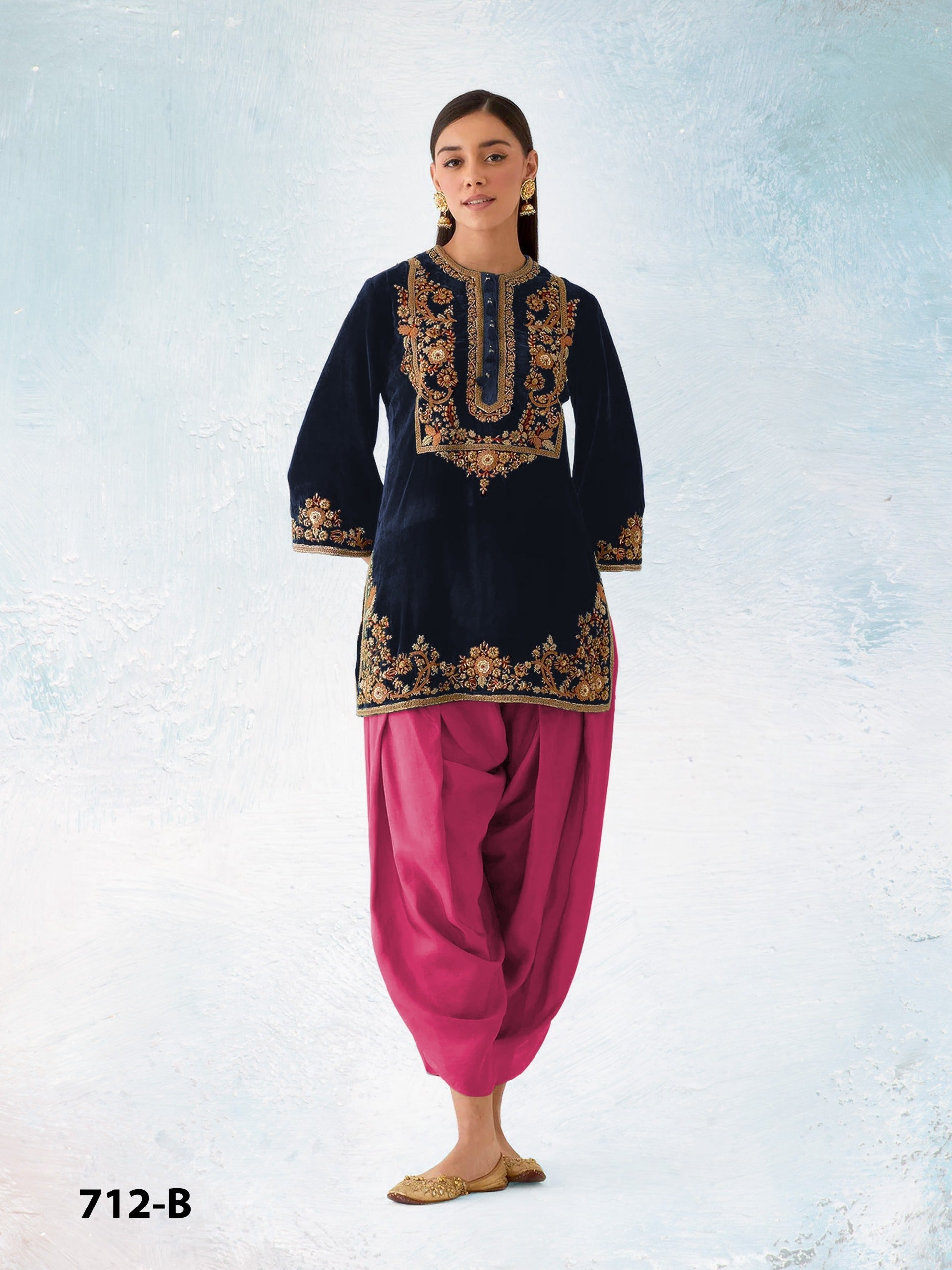 Anaita Black-Red Embroidery Sequence & Thread Work Velvet Salwar Suit | Grocsy