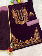Anaita Lavender-Purple Embroidery Sequence & Thread Work Velvet Salwar Suit | Grocsy