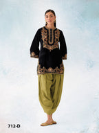 Anaita Mustard-Black Embroidery Sequence & Thread Work Velvet Salwar Suit | Grocsy