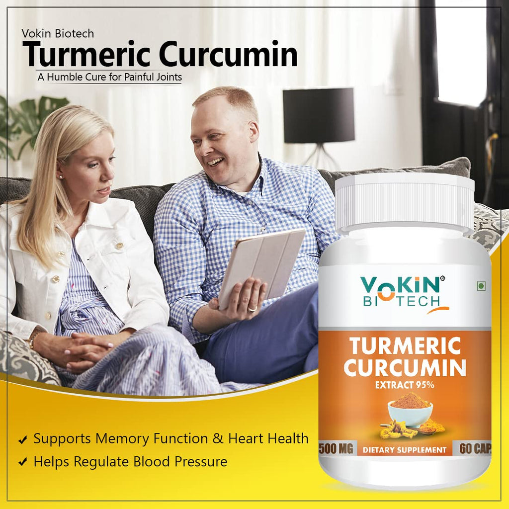 Vokin Biotech Natural Turmeric Curcumin Extract 95%(Curcuminiod) With Piperine Capsules 500Mg | Grocsy