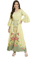 Juniper Women's Lime Floral Printed Rayon Kurta With Buttons Closure At Back | Grocsy