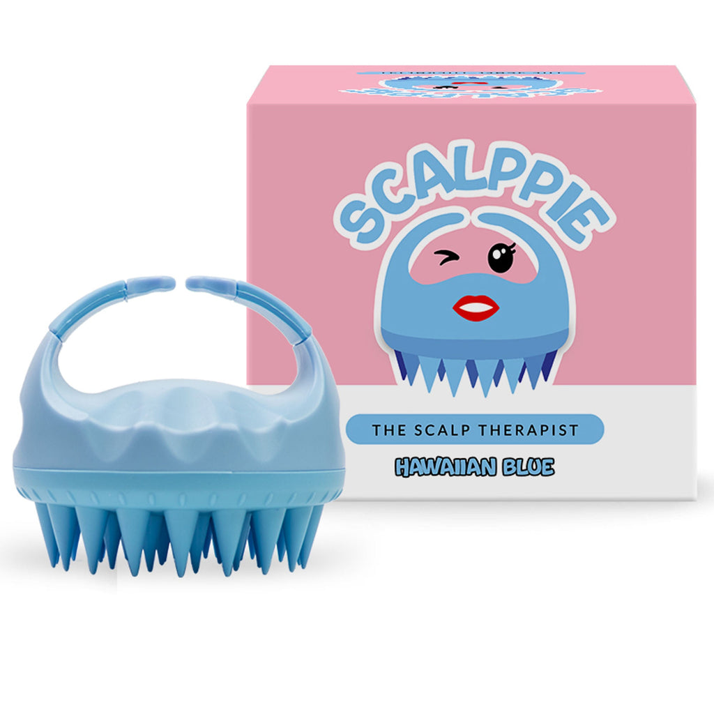 Scalppie Silicon Hair Scalp Massager & Shampoo Brush Scrub For Hair Growth & Anti Dandruff - Blue | Grocsy