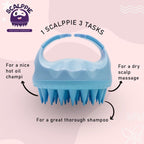 Scalppie Silicon Hair Scalp Massager & Shampoo Brush Scrub For Hair Growth & Anti Dandruff - Blue | Grocsy
