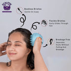 Scalppie Silicon Hair Scalp Massager & Shampoo Brush Scrub For Hair Growth & Anti Dandruff - Blue | Grocsy