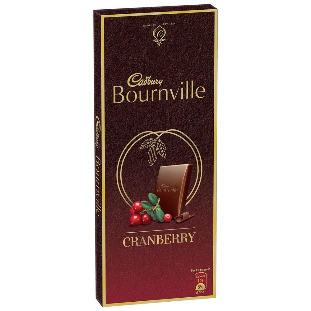 Cadbury Bournville Dark Chocolate Bar with Cranberry, 80g (Pack of 5) | Grocsy