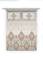 DDecor Orange & Red Ethnic Motifs Cotton 140 TC King Bedsheet With 2 Pillow Covers | Grocsy