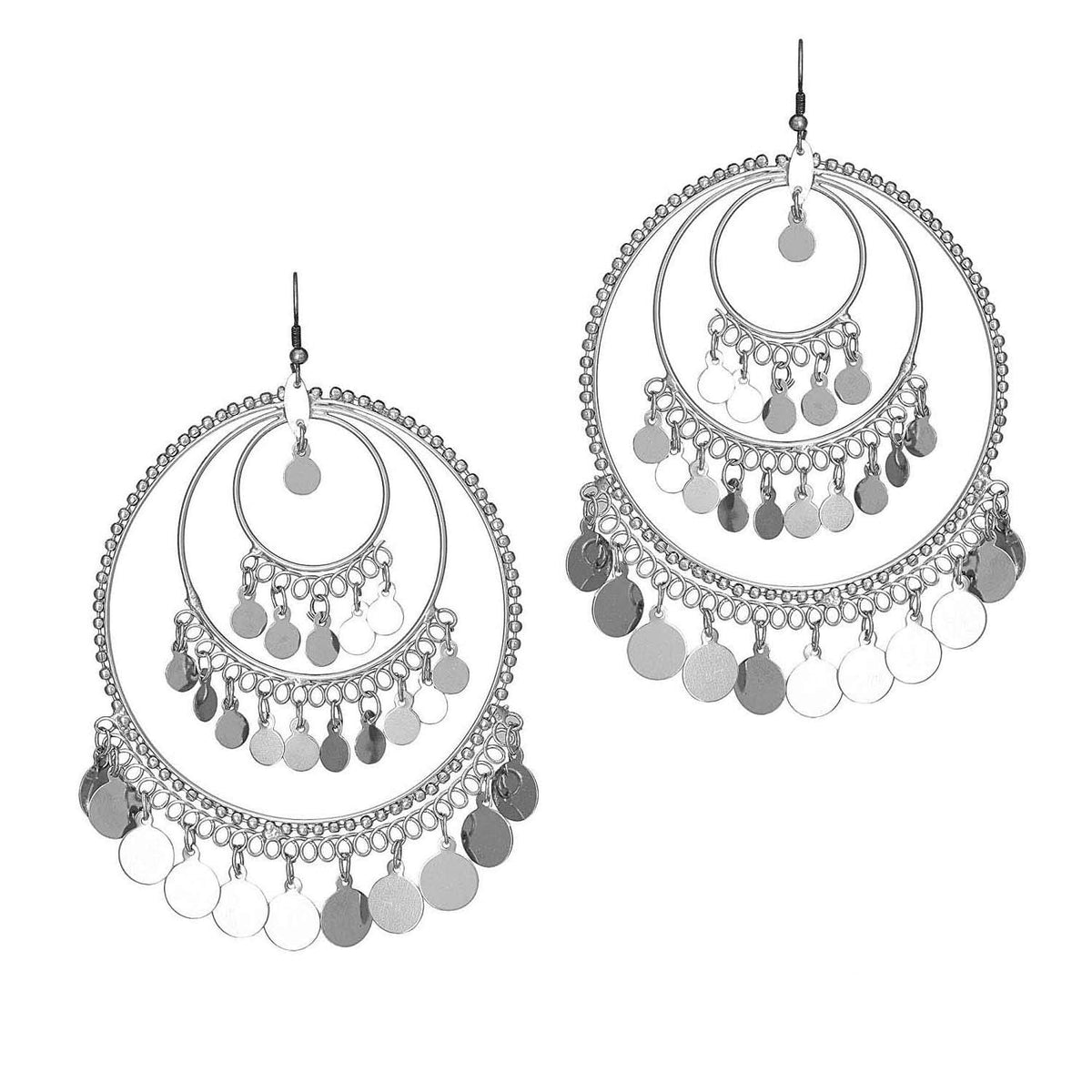 Silver-Plated Alloy Round Silver Earrings - The Pari | Grocsy