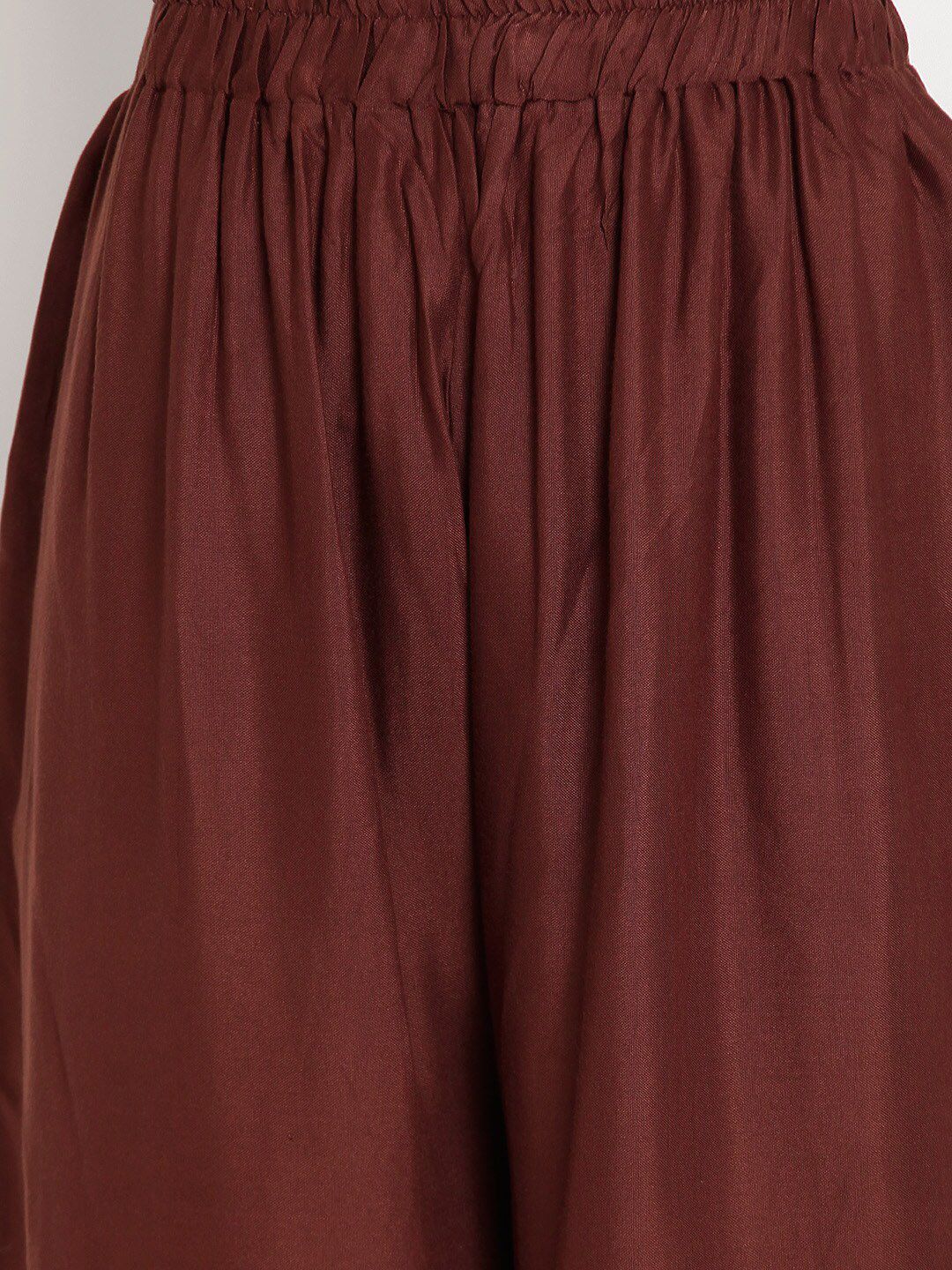 TAG 7 Women Brown Solid Straight Palazzos | Grocsy