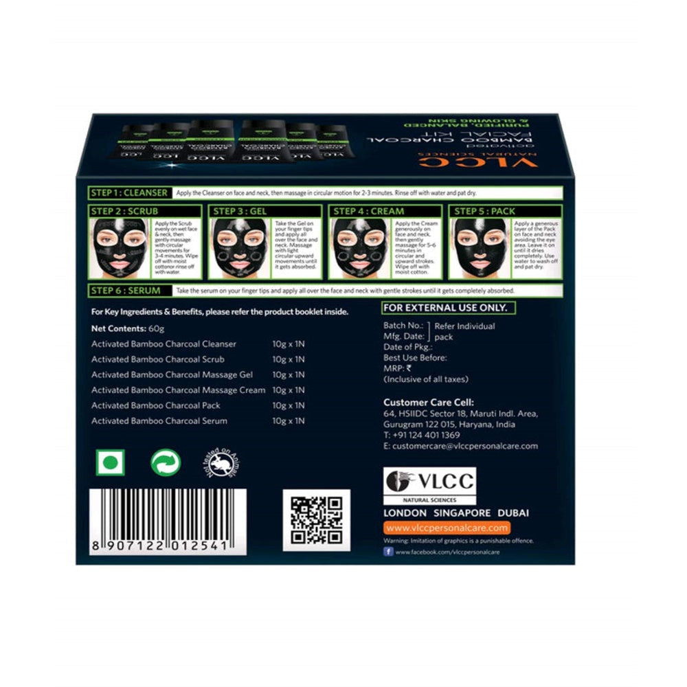 VLCC Activated Bamboo Charcoal Facial Kit | Grocsy