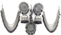 Silver-Plated Alloy Silver Black Earrings With Hair Extension - The Pari
