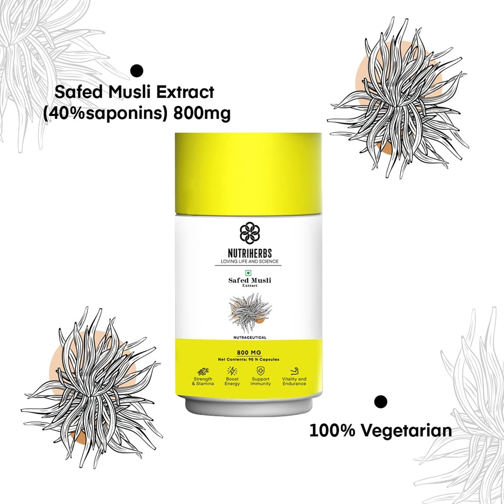 Nutri Herbs Organic Safed Musli Capsules | Grocsy