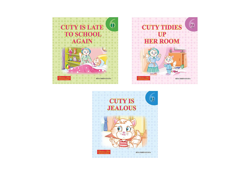 Storybook For Kids: Scholars Hub Cuty Story Books Part 1-3 (Set Of 3 Books) (Positive Values Storybooks) (Illustrated) | 60 Pages | Character Building Stories For Kids | Grocsy