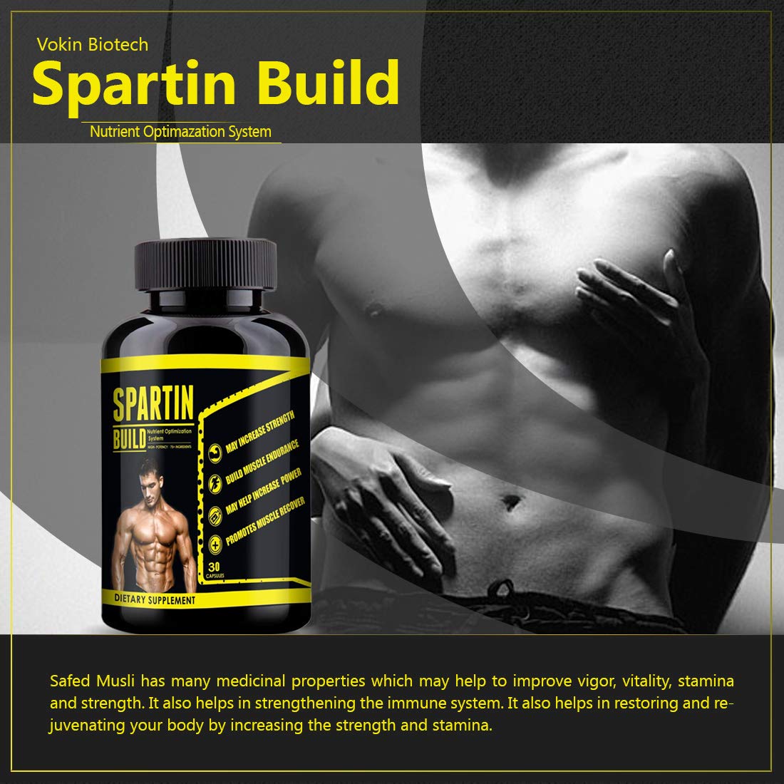 Vokin Biotech Spartin Build With Ashwagandha, Safed Musli and Shatavari | Grocsy