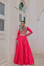 Lorenvalley Fashion Pink Roman Silk with Attractive Gota-Patti Lace Lehenga Choli | Grocsy