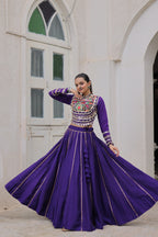 Lorenvalley Fashion Purple Roman Silk with Attractive Gota-Patti Lace Lehenga Choli | Grocsy