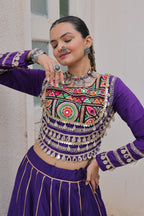 Lorenvalley Fashion Purple Roman Silk with Attractive Gota-Patti Lace Lehenga Choli | Grocsy